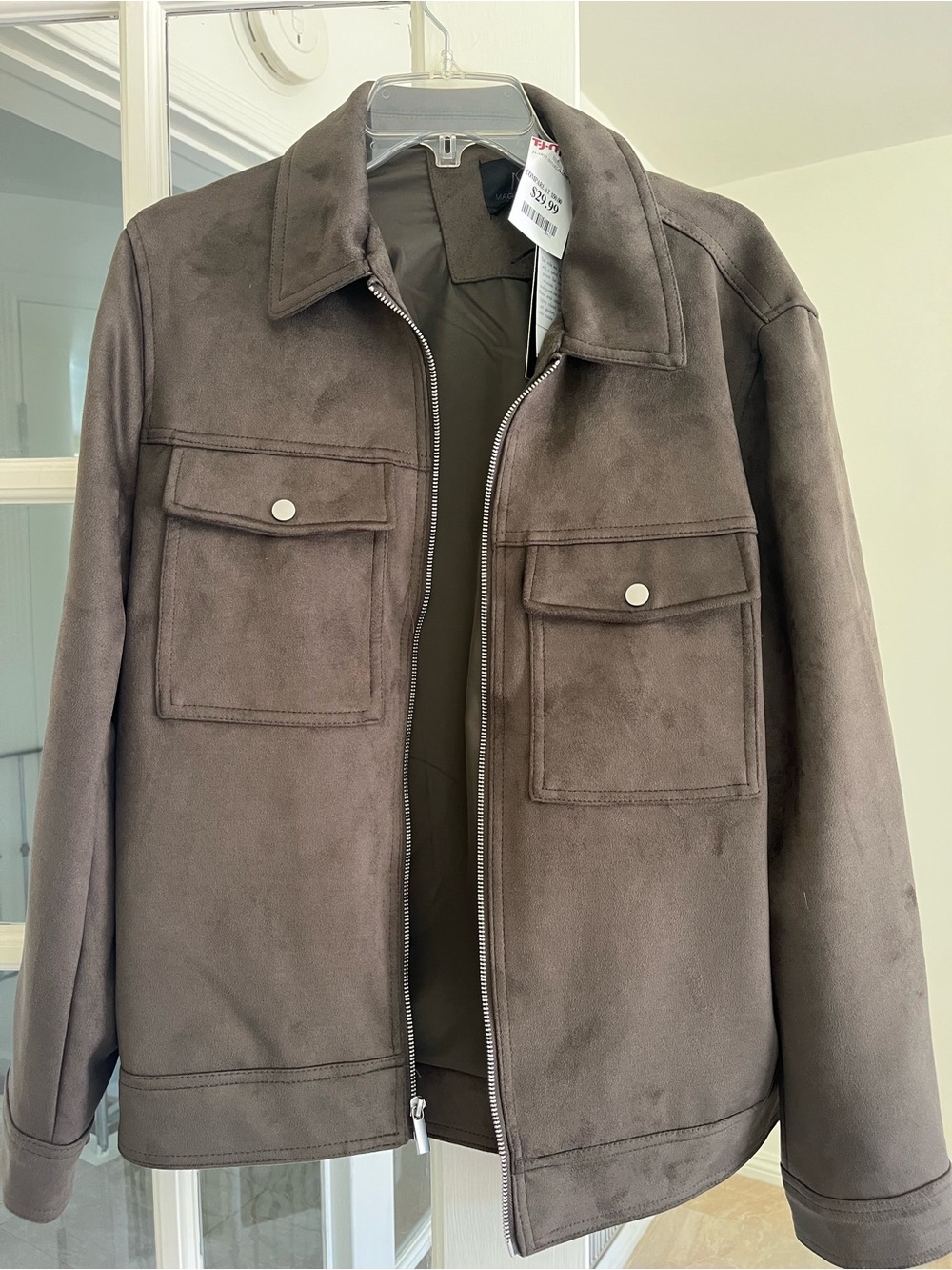 Magaschoni Brown Suede-Look Zip Shirt Jacket